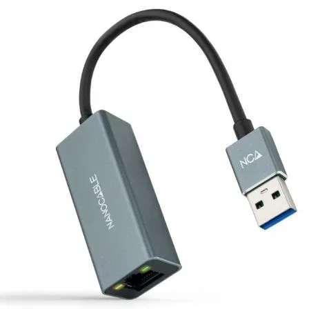 Nanocable Conversor USB 3.0 a Ethernet Gigabit 10/100/1000 Mbps, Aluminio, Gris, 15 cm
